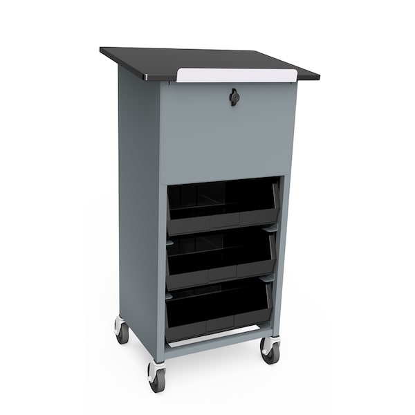 Lockwood Manufacturing Mobile Work Station, Laminate Top, Pencil Stop, Locking Shelves/Bins MT-84-FM - main